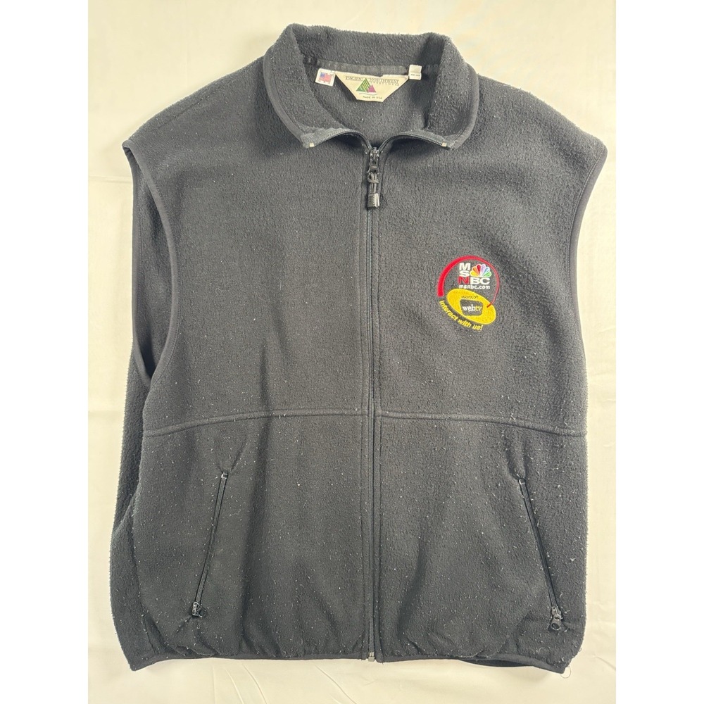 Vintage 90s MSNBC Microsoft WebTV Fleece Vest USA Made Embroidered Mens L